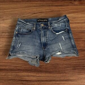 Express Mid Rise Blue Jean Shorts Size 4